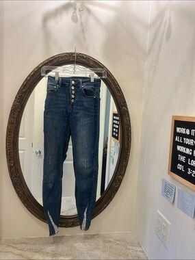 Indigo Rein High-Rise Button-Fly Skinny Jeans - Dark Blue